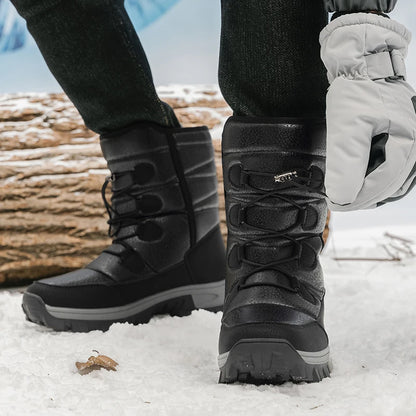 Nuevas botas de nieve cálidas de felpa para hombre, botas altas de invierno para hombre, botas de moto impermeables de invierno, botas de senderismo antideslizantes para exteriores para hombre.