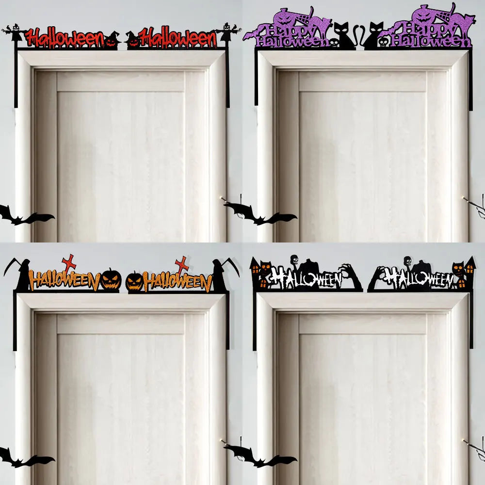 Decoración de Halloween para marcos de puertas, murciélagos, calabazas, telarañas, letrero para esquinas de puertas y ventanas, decoración de Halloween para el hogar, pegatinas para esquinas 2024