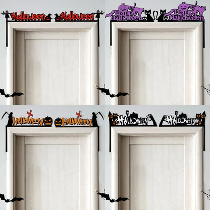 Decoración de Halloween para marcos de puertas, murciélagos, calabazas, telarañas, letrero para esquinas de puertas y ventanas, decoración de Halloween para el hogar, pegatinas para esquinas 2024
