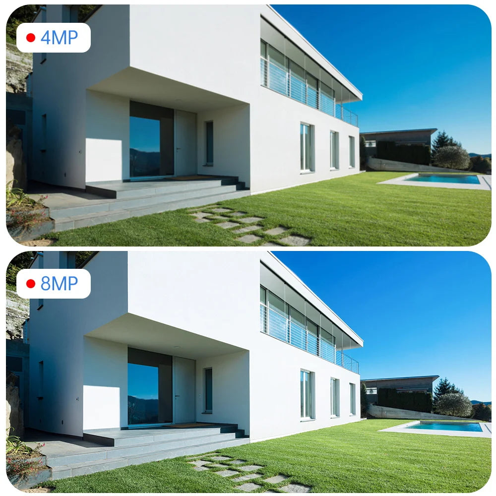 Cámara WiFi solar 4K HD de 8 MP para exteriores con batería integrada, doble lente, cámara de seguridad 2K, panel solar, videovigilancia inalámbrica iCSee