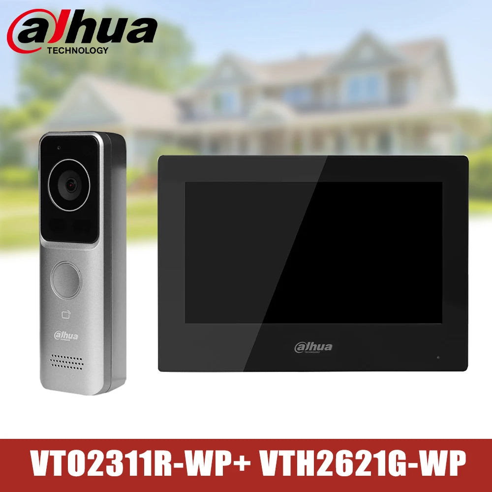 Dahua KTW02 Kit de videoportero IP PoE Sistema de monitor de vídeo WiFi inteligente VTO2311R-WP Timbre con pantalla de 7 pulgadas VTH2621G-WP