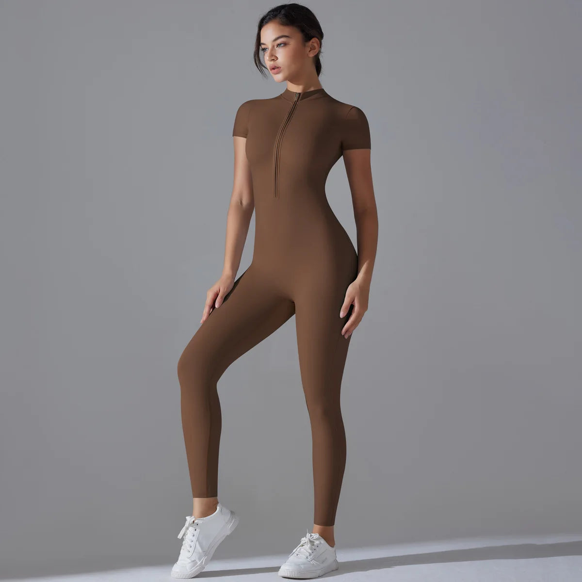 Women Zipper Bodysuits Fitness Sports Bodysuit Yoga Suit Breathable Quick Drying Sports Yoga Clothing Women Gym Push Up Workout