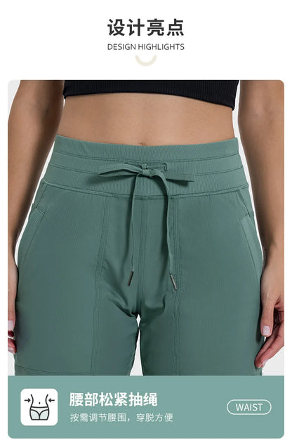 Pantalones deportivos de mujer de secado rápido, ligeros, transpirables, para correr, fitness, cintura alta, holgados, de pierna ancha, casuales, para yoga, otoño 2024.