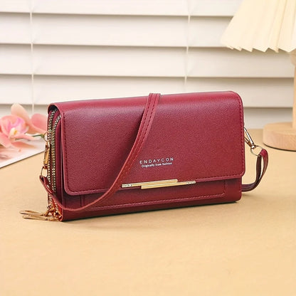 Nueva billetera para mujer, bolso de hombro multifuncional de estilo coreano, bolso de mano de longitud media y monedero con cremallera.