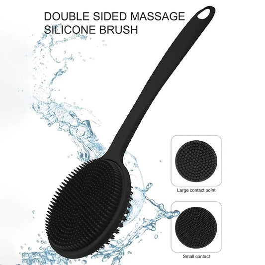 Cepillo de baño suave para la espalda, esponja de ducha, cepillo para fregar con mango, exfoliante, masajeador de piel, cepillo exfoliante para baño