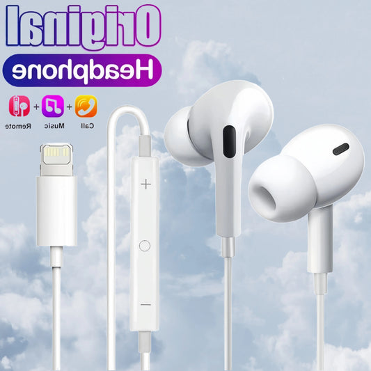 Auriculares originales con cable Bluetooth para Apple iPhone 14 Pro Max 13 12 11 X XS XR 8 7 6 Plus, accesorios para teléfono