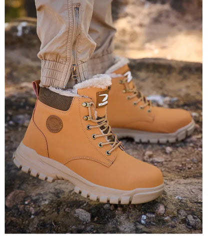 Botas de seguridad para el trabajo para hombre, cálidas y resistentes al agua, con punta de acero, para invierno, 2024