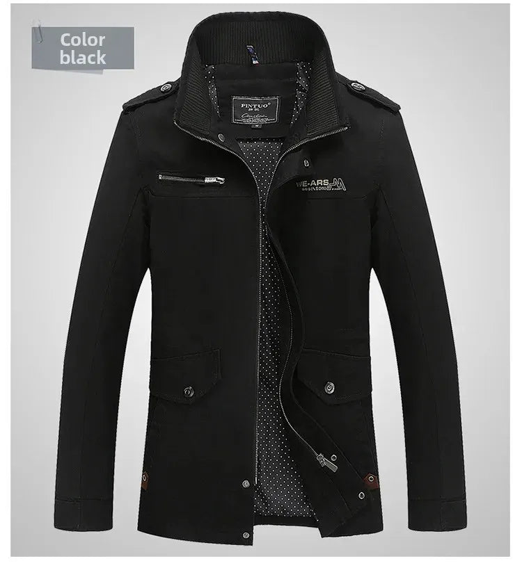 Chaqueta informal de algodón puro lavado para hombre, estilo primavera/otoño, ligera, cortavientos juvenil y a la moda. Abrigo ligero de verano.