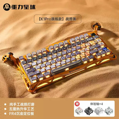 Teclado mecánico para juegos de deportes electrónicos GravaStar 75k1pro, 79 teclas, estilo cyberpunk, de aleación de aluminio, para tableta, portátil, juegos de oficina