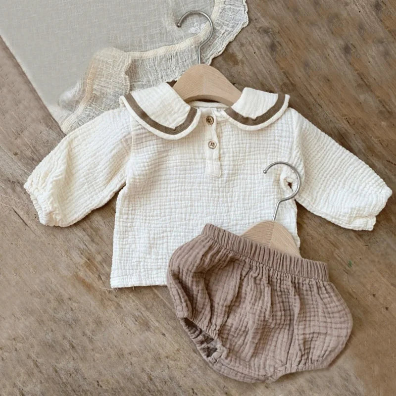 Conjuntos de ropa para bebé de 0 a 3 años, algodón orgánico, diseño azul marino, camisetas y pantalones bombachos, conjunto de 2 piezas, disfraz para bebé.