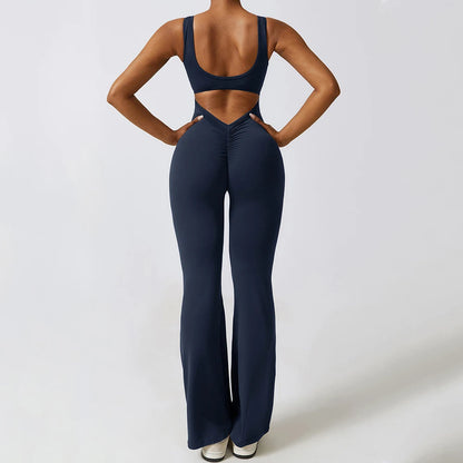 Mono deportivo para mujer, conjunto de yoga, chándal, ropa de yoga, ropa deportiva de entrenamiento, mono sexy con escote en V en la espalda