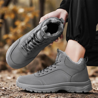 Botas de nieve de gran tamaño para hombre, zapatos de invierno de algodón, botines, zapatos de trabajo para hombre, botas de cuero impermeables de alta calidad, Bota Masculina