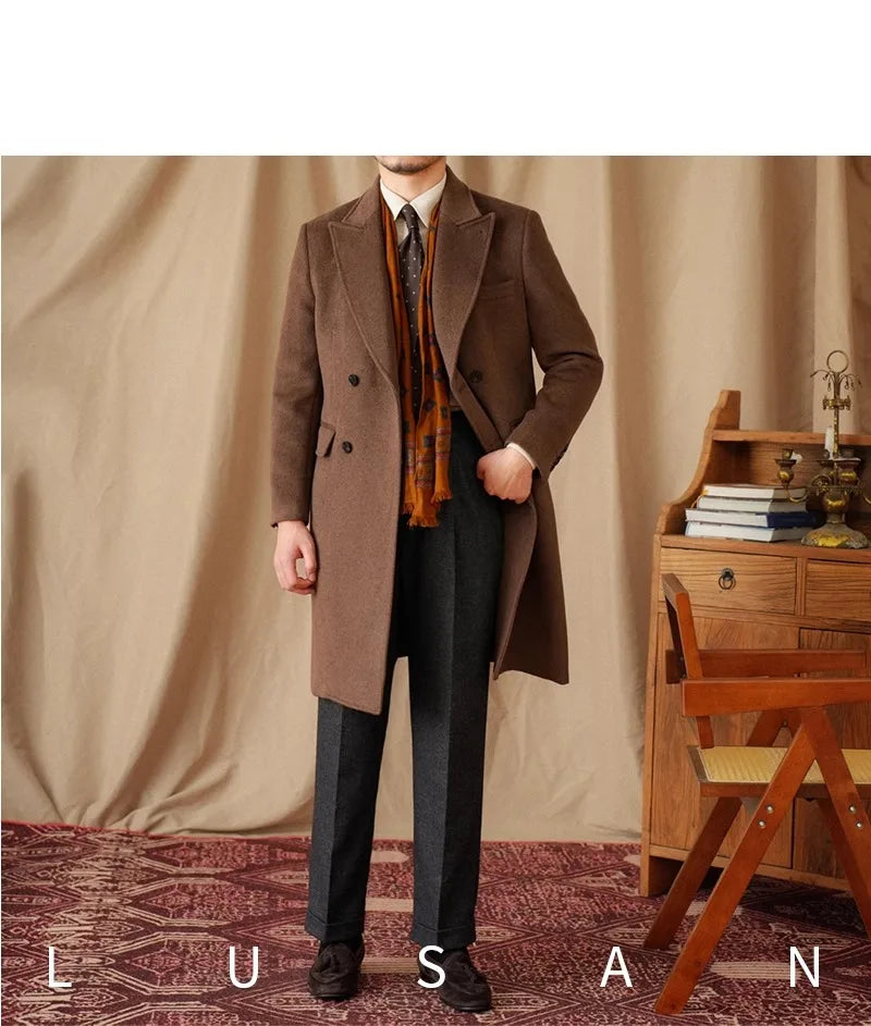 Abrigo Chester de lana 50% para hombre - 800 g. Chaqueta de campo retro cruzada de otoño/invierno.