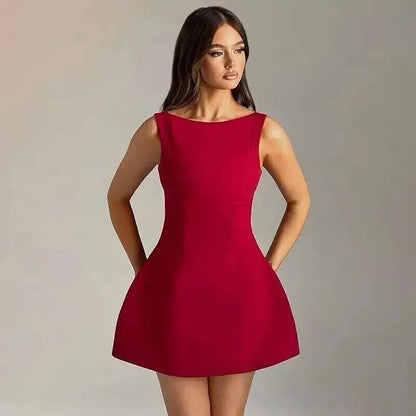 Townlike Waist Wrap Elegant A-line Dress Women Spaghetti Strap Mini 2024 Spring Summer Dress Backless Sexy Party Dresses