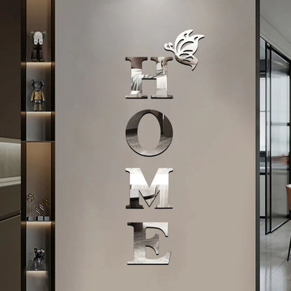 INICIO Inicio Logotipo 3D Espejo Adhesivo de Pared, Decoración de Entrada, Decoración del Hogar