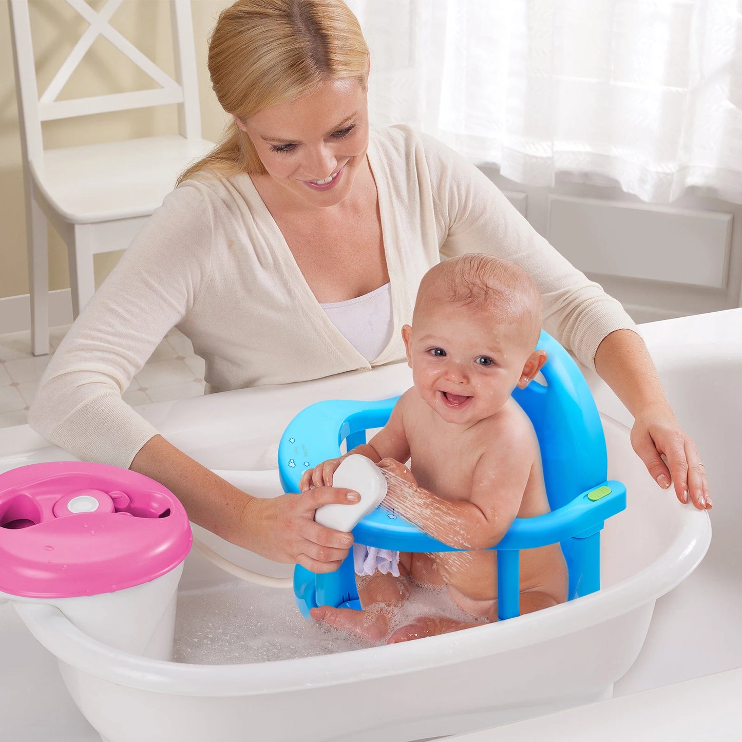 Asiento de baño plegable para bebé, asiento de bañera para bebés y niños pequeños, silla de seguridad para baby shower con ventosas.