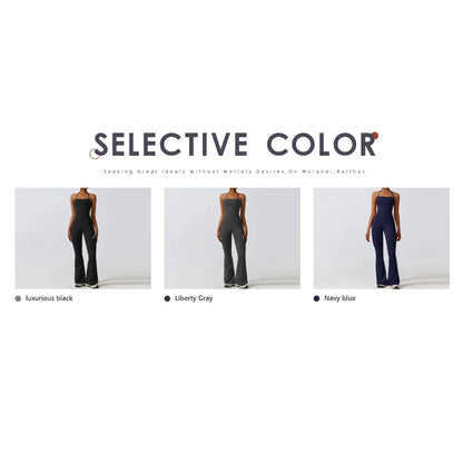 Ctenkevet - Mono de yoga sin mangas para mujer, mono acampanado para gimnasio, ropa deportiva sin espalda y con cuello colgante para mujer