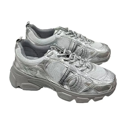 D Home Malla Deportes Pareja Papá Zapatos Heatba Zapatos para correr Bloque de color Suela gruesa Zapatos de mujer Zapatos de hombre con cordones