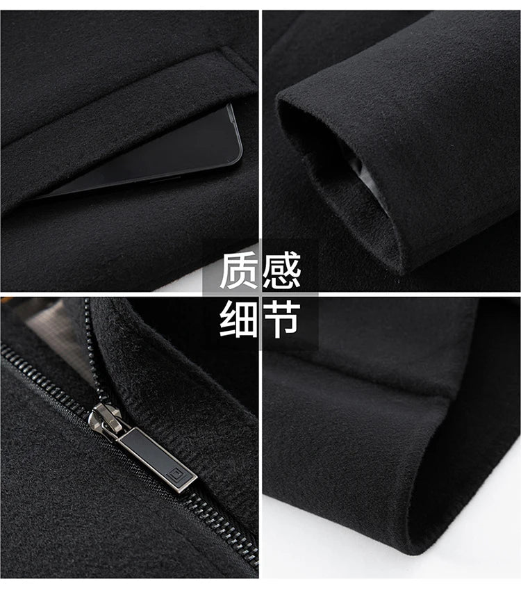 Abrigo largo de lana para hombre COMXZ, colección invierno 2025, gabardina de cachemir de diseño, chaqueta con capucha y forro de plumón de pato blanco, abrigo de lana de lujo