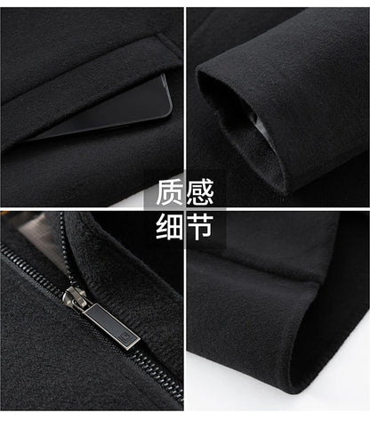 Abrigo largo de lana para hombre COMXZ, colección invierno 2025, gabardina de cachemir de diseño, chaqueta con capucha y forro de plumón de pato blanco, abrigo de lana de lujo