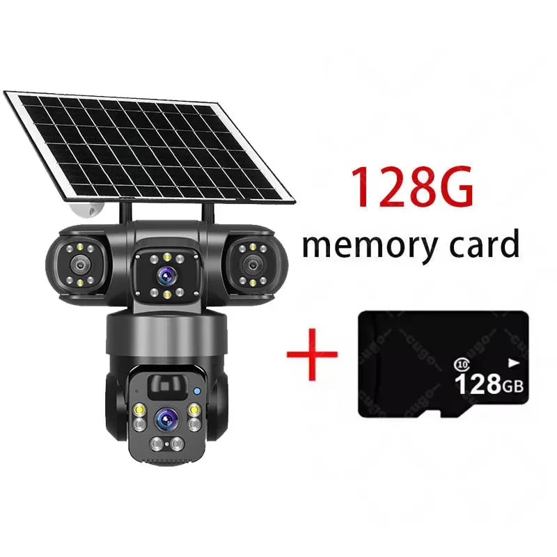 Cámara IP WiFi de 15 MP y 8K con tres lentes, resistente al agua y con carga solar para exteriores. Incluye visión nocturna, audio bidireccional y detección humana. Cámara de seguridad CCTV.
