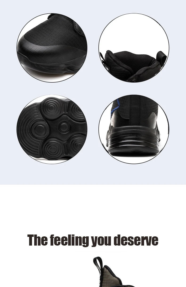 Botas de trabajo de seguridad para hombre con puntera de acero, nuevas, antiaplastamiento y antipinchazos. Calzado antideslizante para hombre, modelos para las cuatro estaciones.