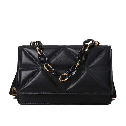 Bolso de mano con asa de cadena, moderno y versátil, pequeño, cuadrado, para mujer, bandolera de piel sintética suave, estilo vintage, con cremallera interior.