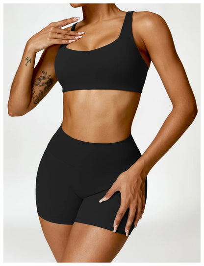 Conjunto de chándal de yoga para mujer, 2 piezas, ropa deportiva para entrenamiento, ropa deportiva, leggings de gimnasio, sujetador de fitness, top corto, trajes deportivos de manga larga