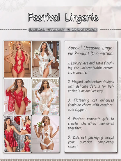 Lencería azul sexy abierta con abertura anal para mujer, mono de encaje hueco, pijama erótico, vestido babydoll de peluche, escote en V profundo, ropa interior porno sin entrepierna.