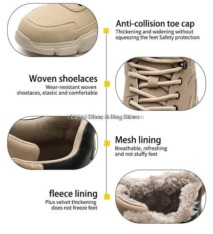 Botas de seguridad protectoras, zapatos de seguridad laboral, botas de seguridad de invierno para hombre, zapatos de trabajo antiperforación, botas de trabajo con punta de acero, indestructibles.