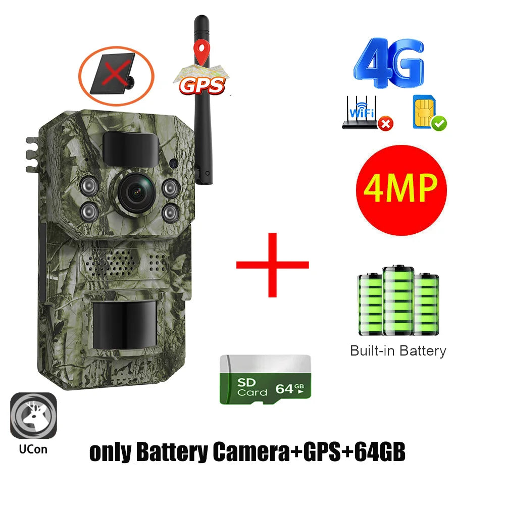Cámara INQMEGA4G 2K 5MP con sensor de movimiento PIR, temporizador de disparo, visión nocturna, IP66, ideal para caza, senderismo, fauna silvestre, con batería y carga solar.