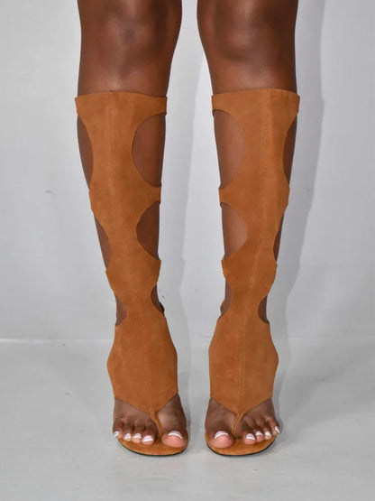 Botas de lujo para mujer (2025) | Tacón de aguja recortado con crin de caballo auténtica y cremallera trasera | Zapatos de vestir para fiestas de noche y club