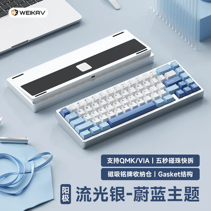 Teclado mecánico para juegos Weikav Lucky65 V2 RGB con junta intercambiable en caliente, estructura de 3 modos, aleación de aluminio, accesorio para PC