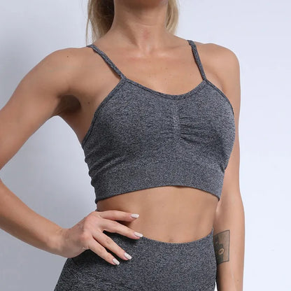 Conjunto deportivo para mujer, top deportivo, leggings de yoga, sujetador deportivo, leggings sin costuras para realce de glúteos.