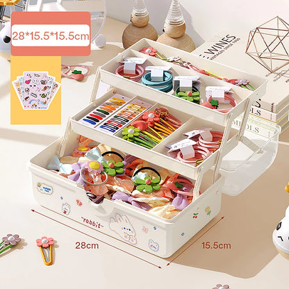 Caja de almacenamiento de accesorios para el cabello para niños, cuerda para la cabeza de bebé, horquilla, banda de goma, organizador de joyas para la cabeza, linda caja de joyería para niña