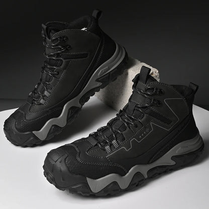 Retro Outdoor Motorcycle Boots Male Comfortable Leather Ankle Boots for Men New Trend Biker High Top Shoes Leisure Walk Botas