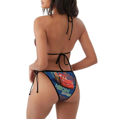 Conjunto de bikini personalizado de Rayo McQueen, traje de baño de dos piezas, bikinis de coches para mujer, conjuntos de bikini triangulares sexys para mujer, traje de baño
