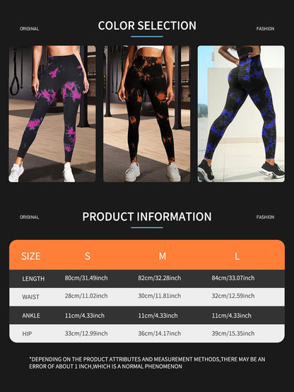 Pantalones de yoga con estampado floral fragmentado y teñido anudado, absorben el sudor, cintura alta, ajustados, levantan la cadera, pantalones deportivos para correr.