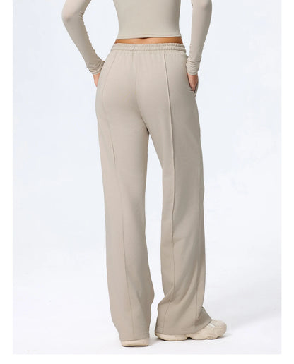 Pantalones largos de yoga para mujer, cálidos para invierno y otoño, para gimnasio, entrenamiento, estilo holgado, deportivos, de cintura alta, con cordón ajustable.