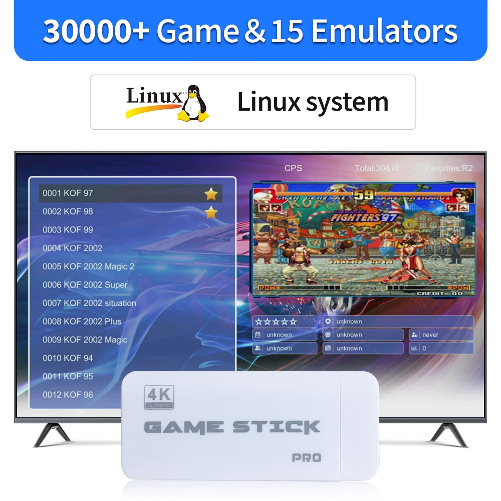 Consolas de videojuegos retro M15 con más de 30 000 juegos y 15 emuladores para PS1/MAME/NES/SNES/NEO GEO/GBA con sistema operativo Linux