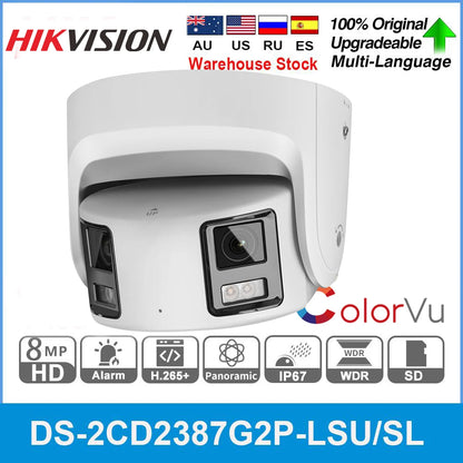 Cámara IP panorámica HIKVISION 8MP 4K DS-2CD2387G2P-LSU/SL 4MP HD DS-2CD2347G2P-LSU/SL ColorVu Micrófono y altavoz integrados Seguridad