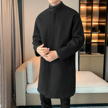 2025 Autumn Winter Men Long Coat Windbreaker Casual Loose  Solid Color Trench Men Fashion Korean Style Mens Jackets Outerwear
