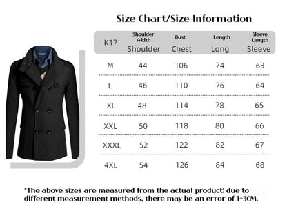 2025 New Jacket Men's Windbreaker Winter Men's Woolen Blend Double Breasted Standing Collar Long Sleeved Casual Jacket Jacket