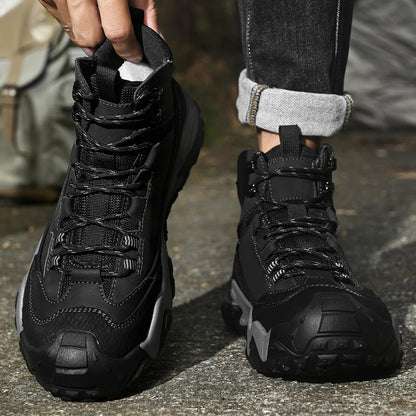 Retro Outdoor Motorcycle Boots Male Comfortable Leather Ankle Boots for Men New Trend Biker High Top Shoes Leisure Walk Botas