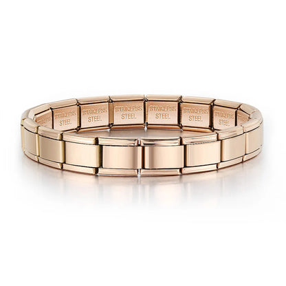 Pulsera GEMOSA de acero inoxidable con dijes italianos de 9 mm de ancho, cadena de eslabones elásticos, joyería DIY de alta calidad.
