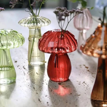 Jarrón de cristal transparente con forma de hongo, botella para aromaterapia, jarrón pequeño para el hogar, maceta hidropónica, decoración de mesa sencilla, decoración del hogar