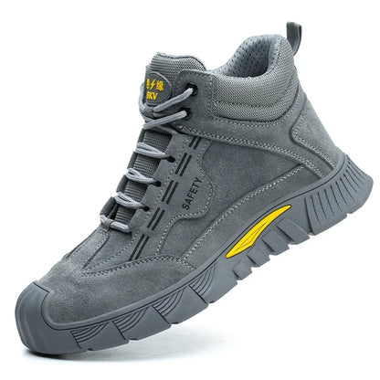 Calzado de seguridad para hombre, zapatos de trabajo con puntera de acero, color gris, anti-aplastamiento, anti-perforación, alta calidad, tallas 38-45, bota de trabajo indestructible para hombre.