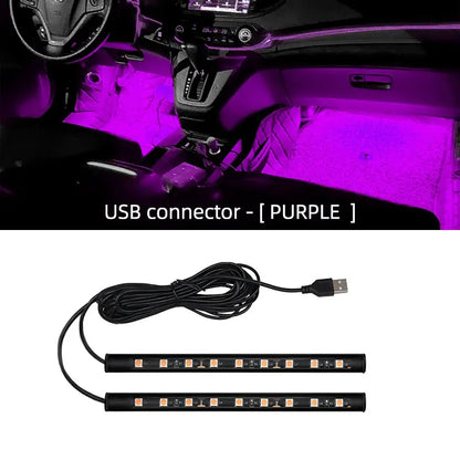Nuevo kit de luces LED de ambiente para interior de coche, con retroiluminación de 5 V y USB, lámpara de neón decorativa para ambiente de coche, accesorios para vehículos.