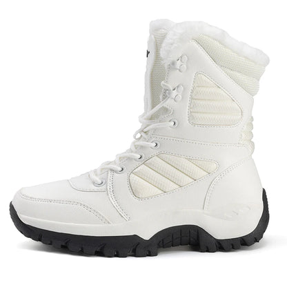 Botas de nieve de invierno para hombre y mujer, impermeables, de cuero, muy cálidas, para exteriores, senderismo, trabajo, talla grande