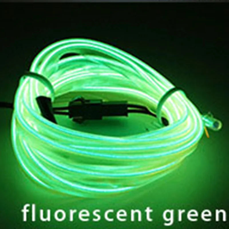 Tira de luces LED de neón para ambiente interior de coche, 5 m/118,11 pulgadas, tubo de luz fría EL flexible para bricolaje, decoración para coche